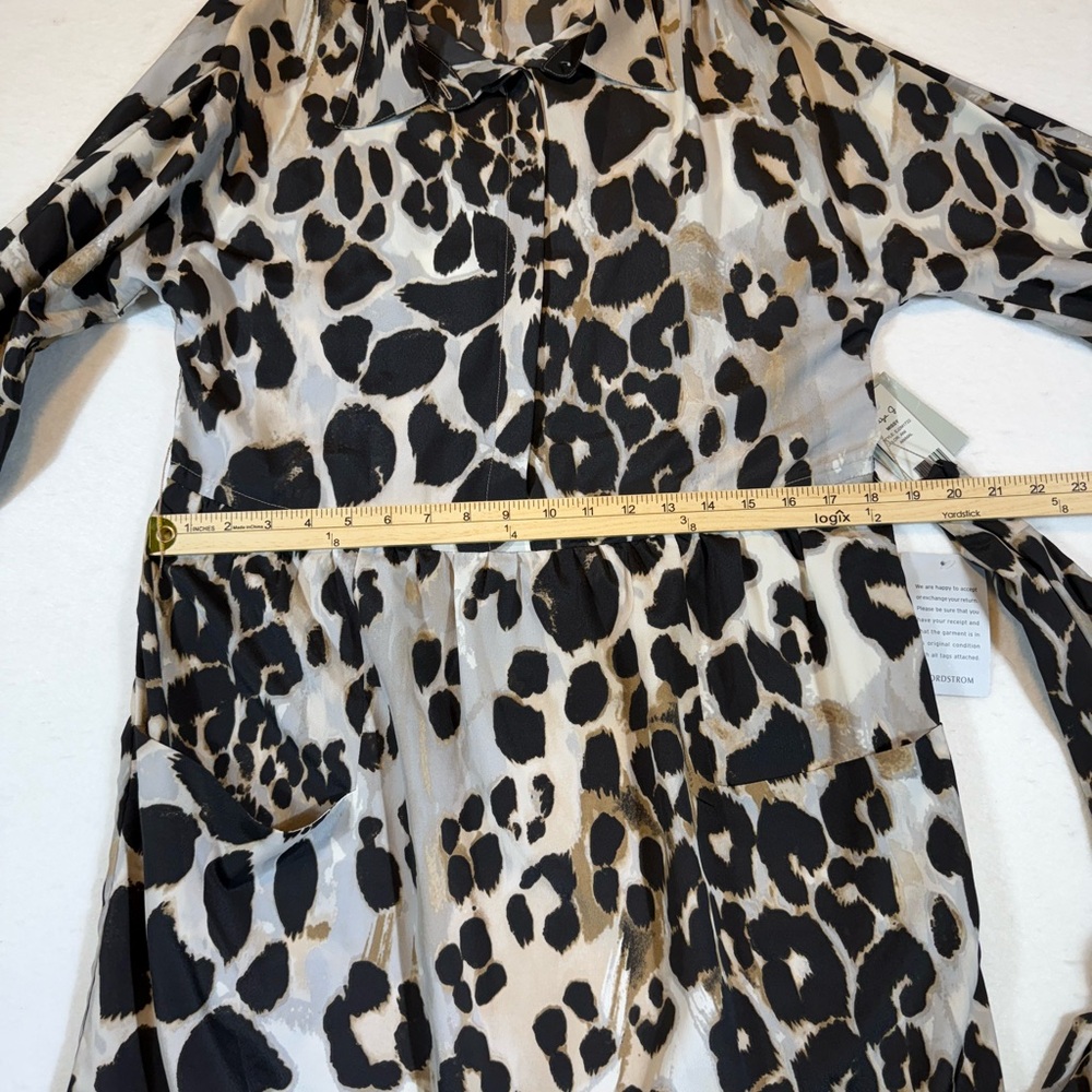 Eliza J Leopard Print Shirt Dress Belted Pockets Midi Size 14 - Picture 6 of 6